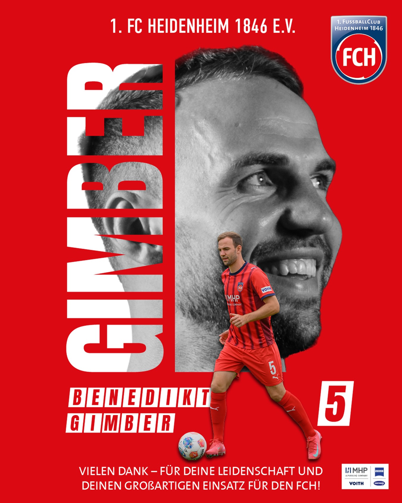 Benedikt Gimber verlässt den FCH auf eigenen Wunsch und wechselt nach Spanien. Für Deine neue Auf...